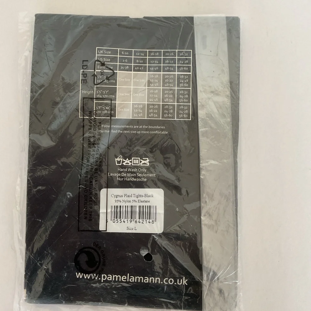 Pamela Mann Silky Cygnus Plaid Tights size large NWT